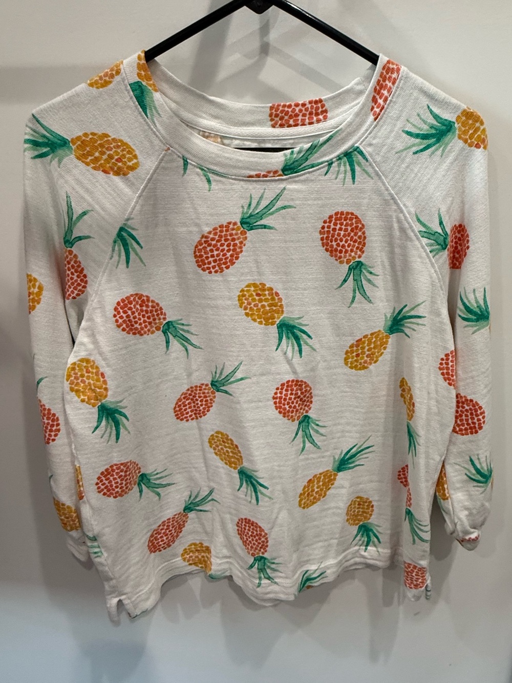 LOFT White Pineapple Print Lightweight Sweatshirt
